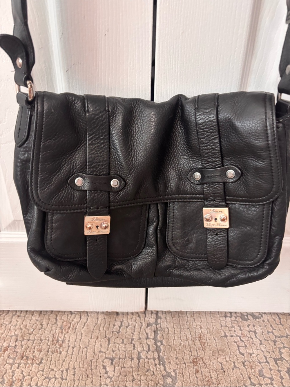 Vintage Ralph Lauren black leather handbag